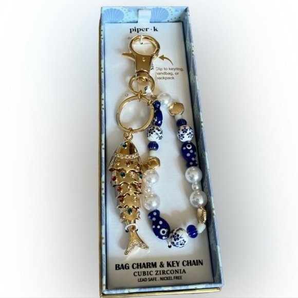 Viral Piper-K Sardine Glass Stone Rhinestone  Bag Charm and Key Chain